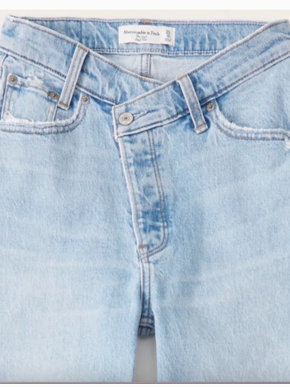 Abercrombie & Fitch Light Blue Asymmetric Waist The Dad high Rise Jean 28/6 R - Picture 3 of 7
